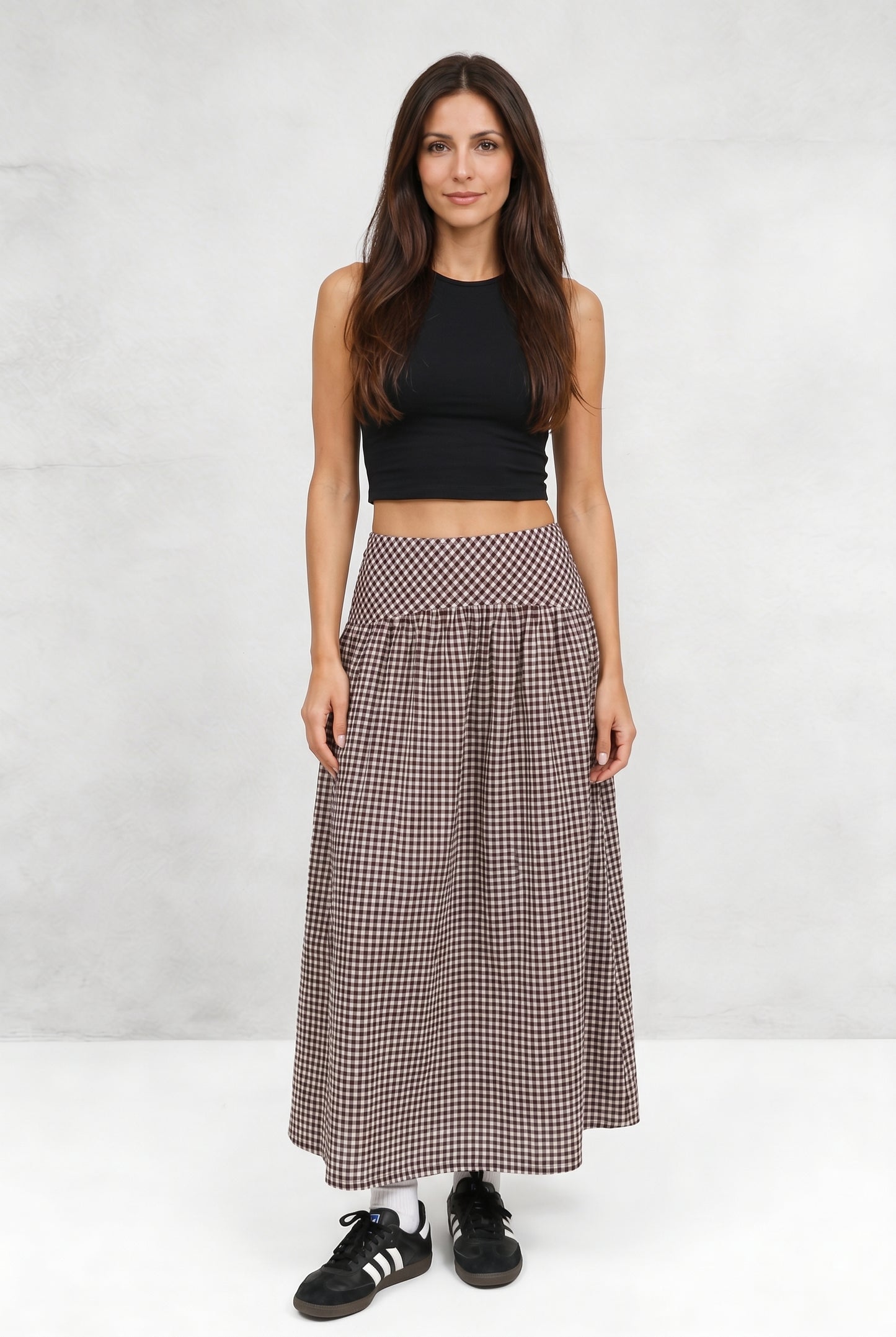High Waist Gingham Skirt