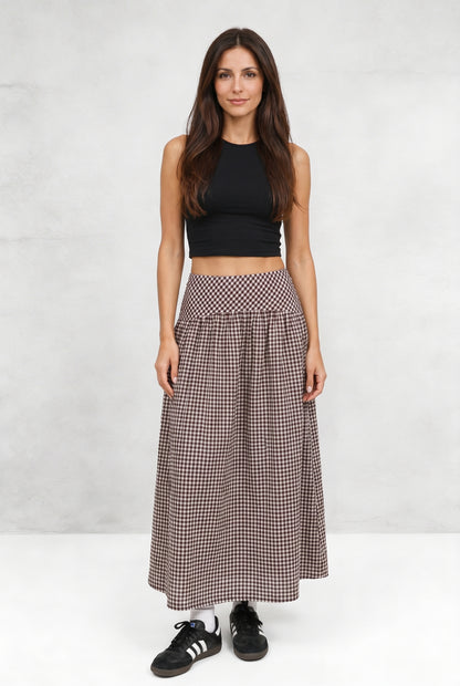 High Waist Gingham Skirt