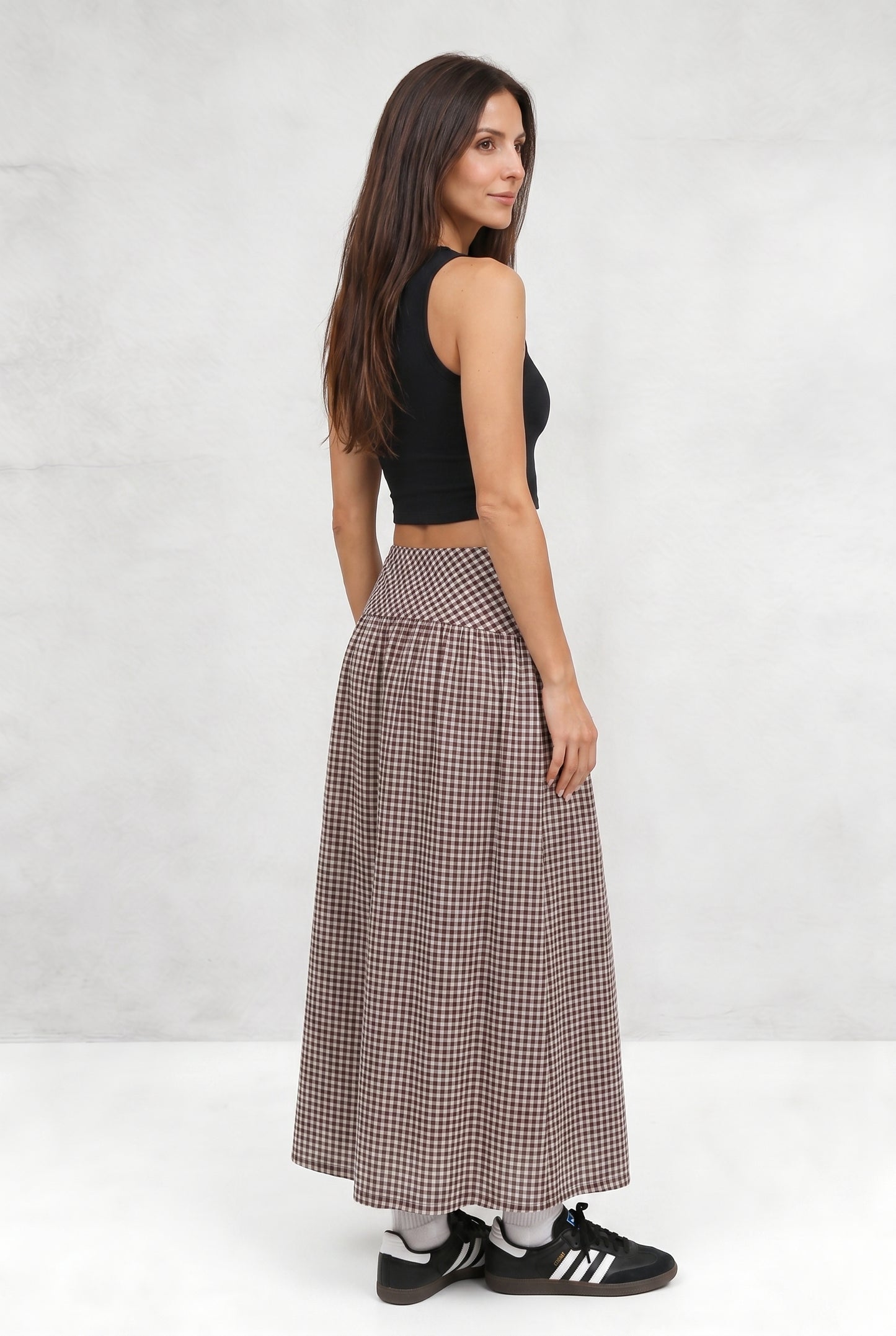 High Waist Gingham Skirt