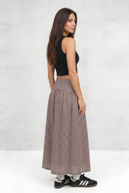 High Waist Gingham Skirt