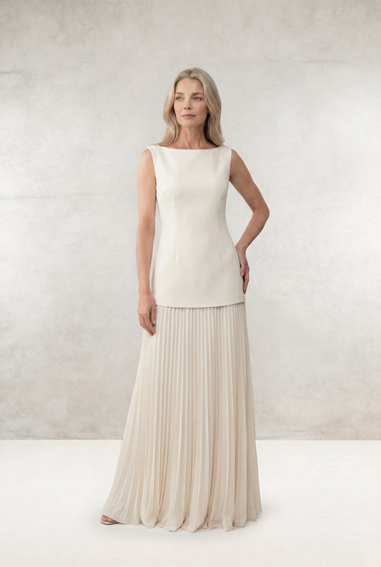 Vest Pleated Skirt 2-Piece Set