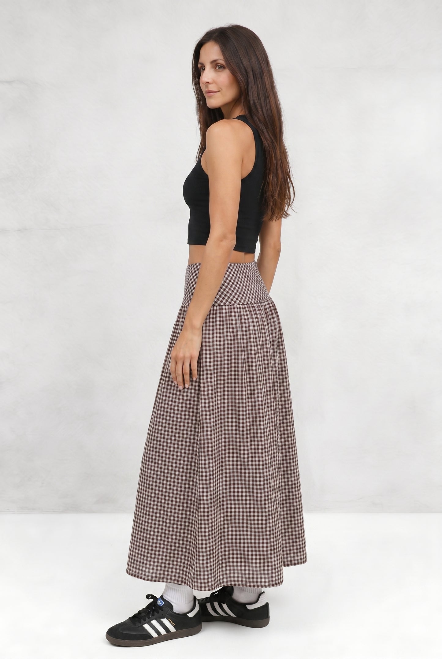 High Waist Gingham Skirt